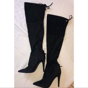 GUESS  Black Over The Knee High Heel Boots Sz 8.5